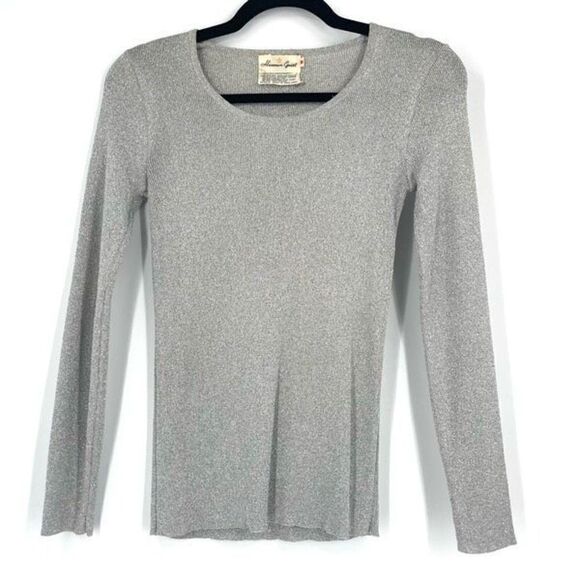 Herman Geist Sweaters - Vintage Herman Geist Womens knit Sweater Metallic Silver Medium shimmer cocktail